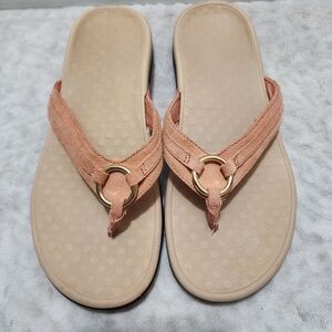Vionic Women's Tide Aloe Flip Flop Suede Sandal  Sz 10 Salmon